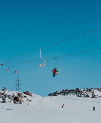 A top view to the skiing track and ski lift