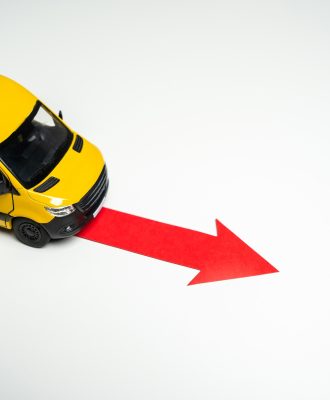 Delivery van and forward arrow.